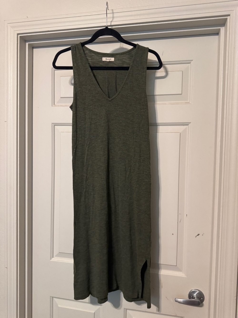 Madewell Olive Green Sleeveless V-Neck Maxi Dress